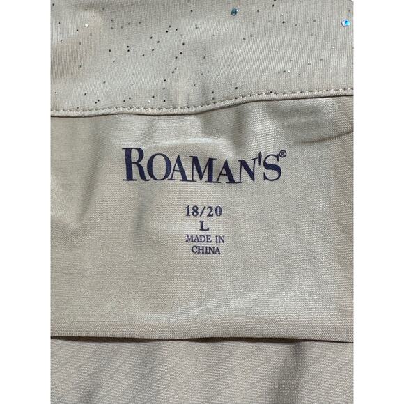 Roamans Top Womens 18 20 Tan Tunic Cold Shoulder Sparkle Embellished Party NYE - Picture 7 of 11